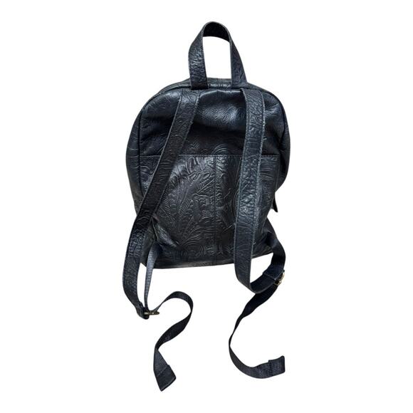 American Leather Co Black Tooled Cleveland Backpack Travel Bag Purse Boho - Picture 4 of 9